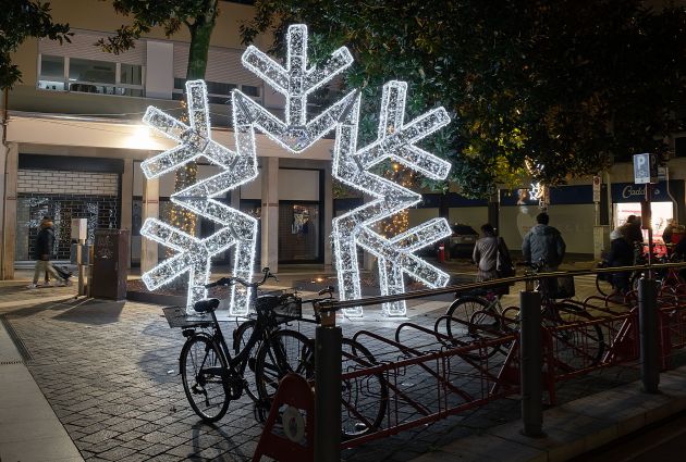 postazione selfie luminosa fiocco di neve
